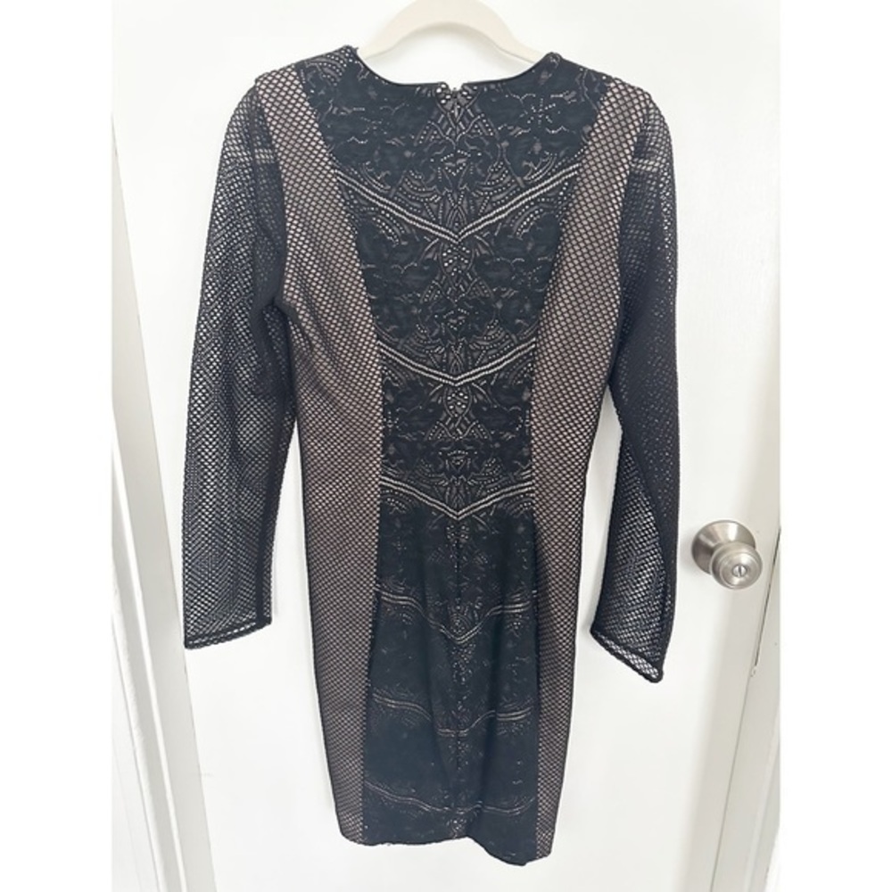Dress The Population Dress Size Medium Sloane Black Mesh Bodycon Cocktail - Picture 5 of 5
